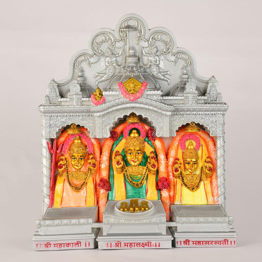 11-Inch Shree Mahalaxmi Murti - Multicolor Marble Dust Statue | Ideal for Home, Pooja, Temple, and Gift - Vishnupriya Art's 