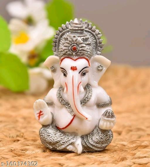 Handcrafted Polyresin Ganesh ji Idol for Car Dashboard |Pooja Room I Home Temple Decoration Items I God Idols Statue I (Size :: 3 x 2 Inches) - Vishnupriya Art's 