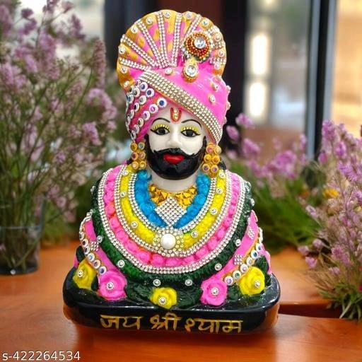 Lord Khatu Shyam Ji Idol Statue God Shyam Dev Spiritual Puja Vastu Figurine - Religious Pooja Gift Item Murti - Vishnupriya Art's 