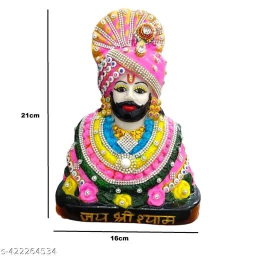 Lord Khatu Shyam Ji Idol Statue God Shyam Dev Spiritual Puja Vastu Figurine - Religious Pooja Gift Item Murti - Vishnupriya Art's 