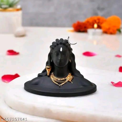 Decorative 5.5- cm Marble Shiva Statue - Classic black with stunning gold accents | Ideal for Home, Pooja, Temple, and Gift - Vishnupriya Art's 