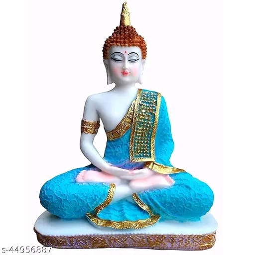 GOLDILUXE Gautam Buddha Idol Statue for Home / living room / study room / Gifting items Decorative Showpiece (Blue, White) - Vishnupriya Art's 