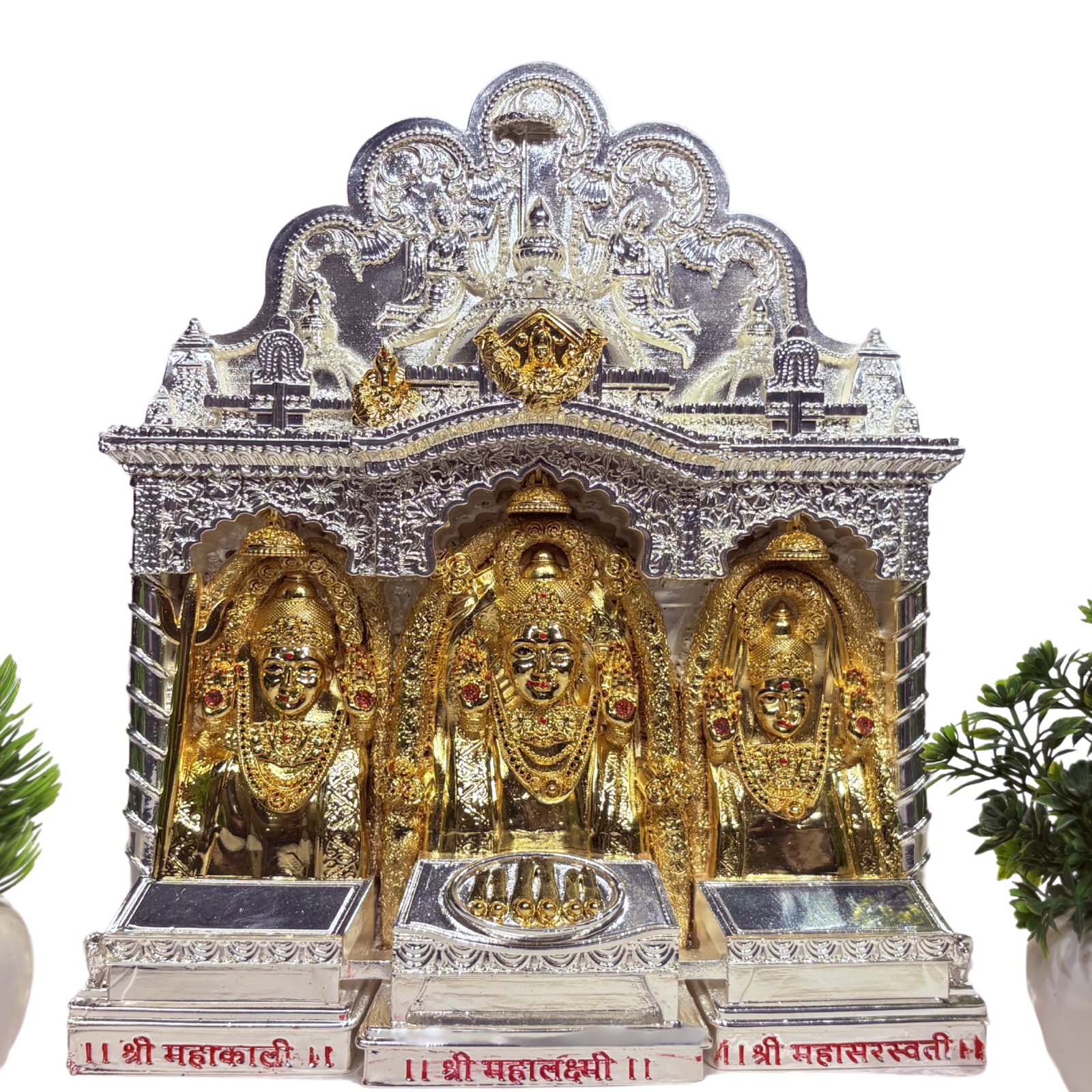Handcrafted gold and silver plated Mahalaxmi murti