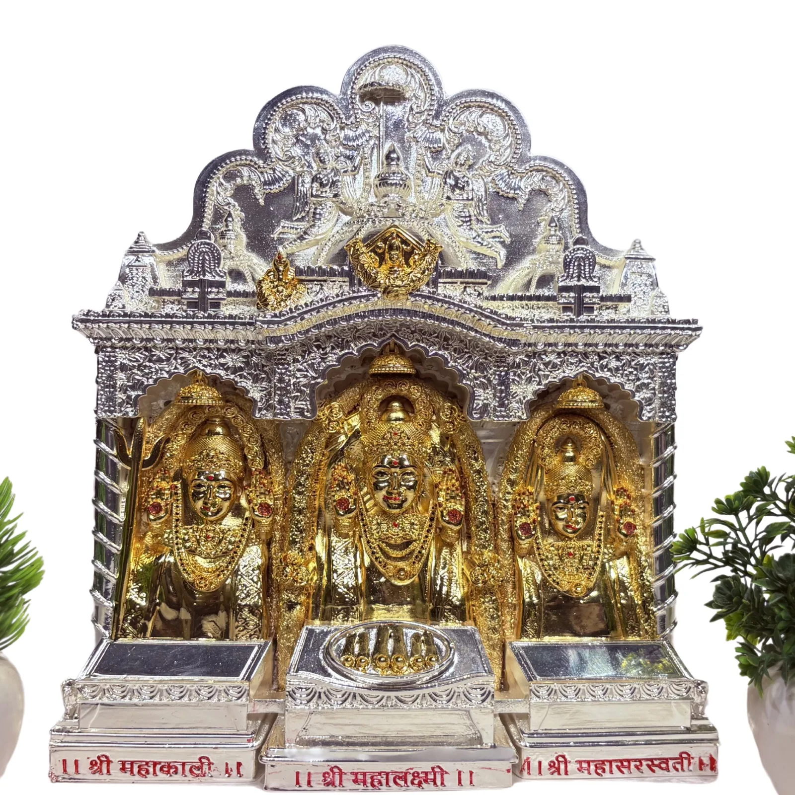 Handcrafted gold and silver plated Mahalaxmi murti