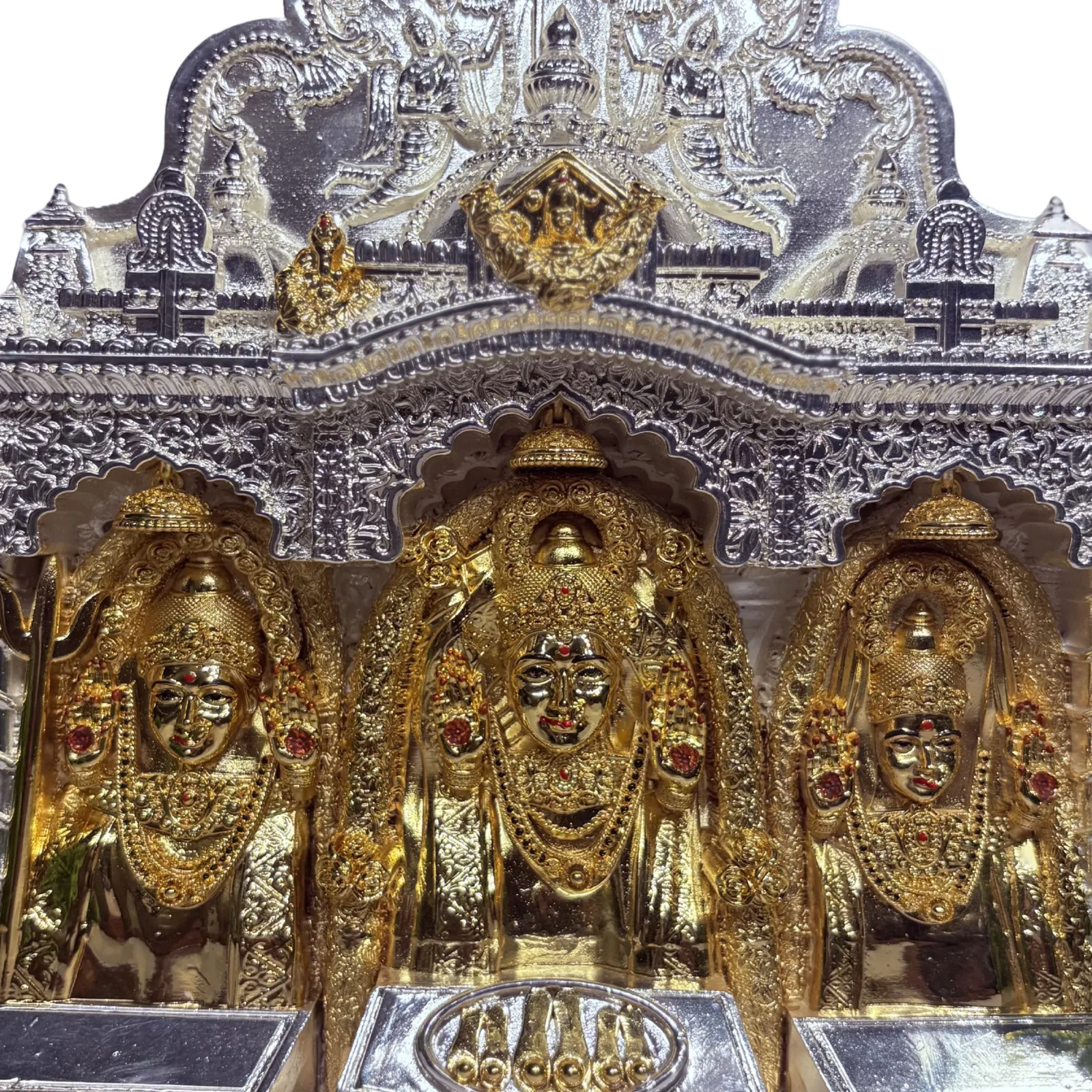 Gold and silver plated Mahalaxmi murti, side profile