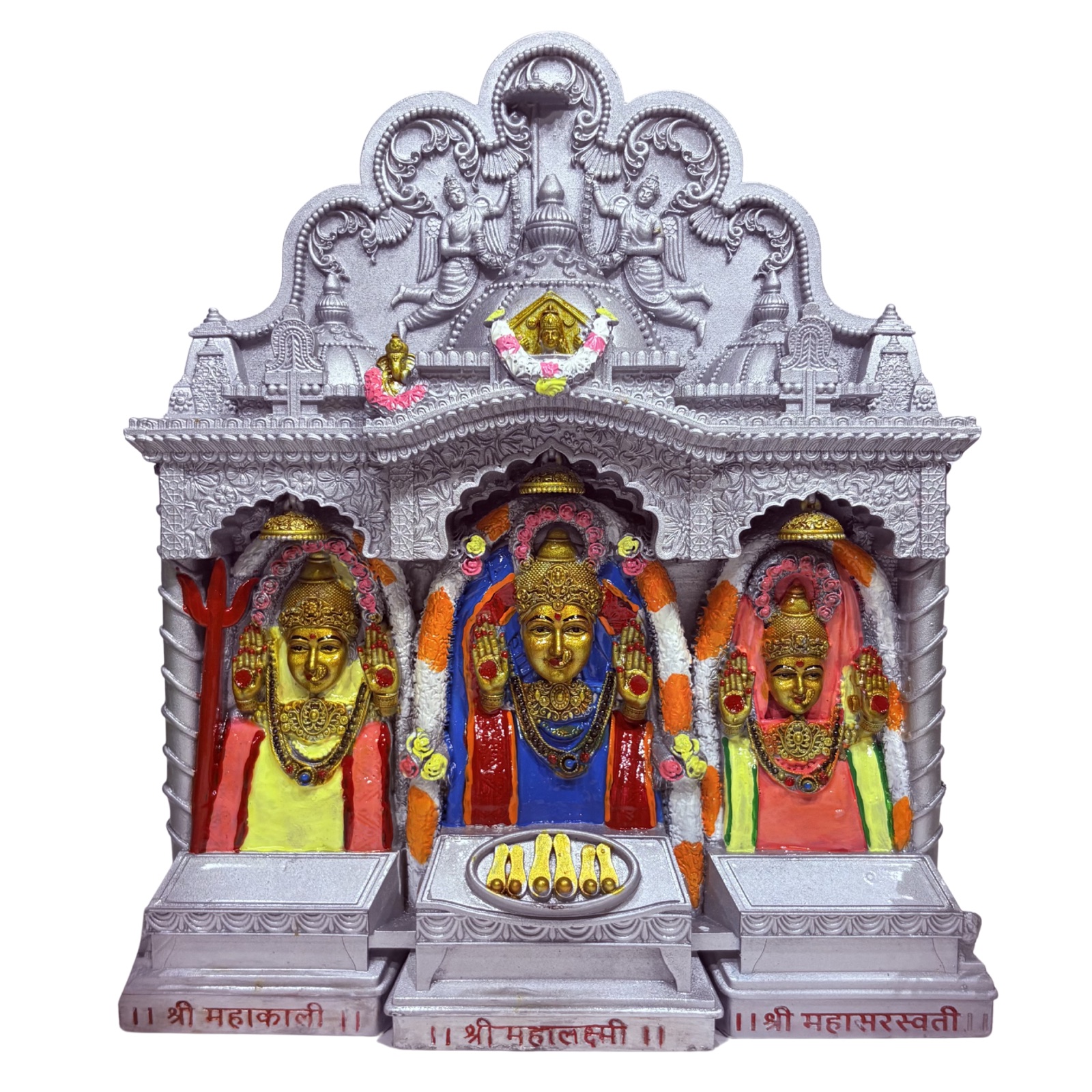Multicolor marble dust Mahalaxmi murti, 11 inch