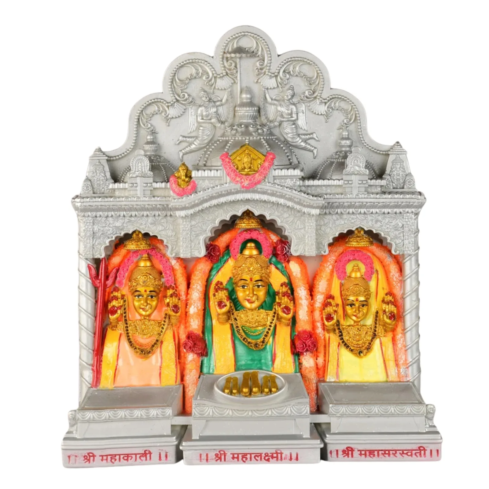 Multicolor marble dust Mahalaxmi murti, 11 inch