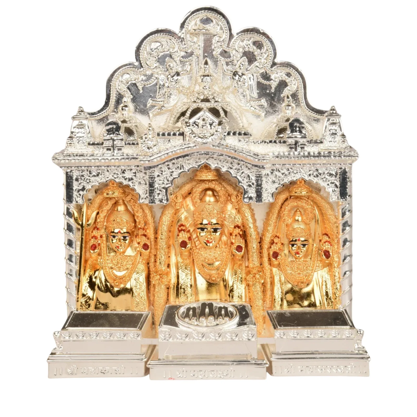 Gold and silver plated Mahalaxmi murti, 6 inch