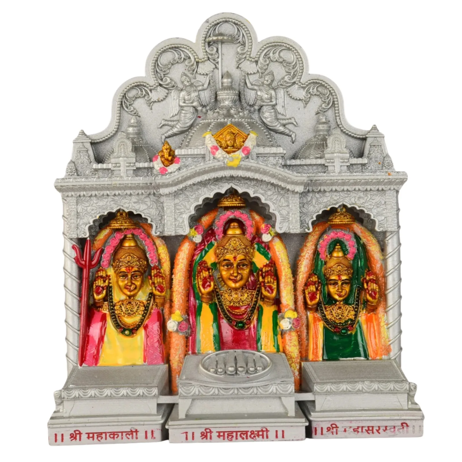 Multicolor marble dust Mahalaxmi murti, 6 inch