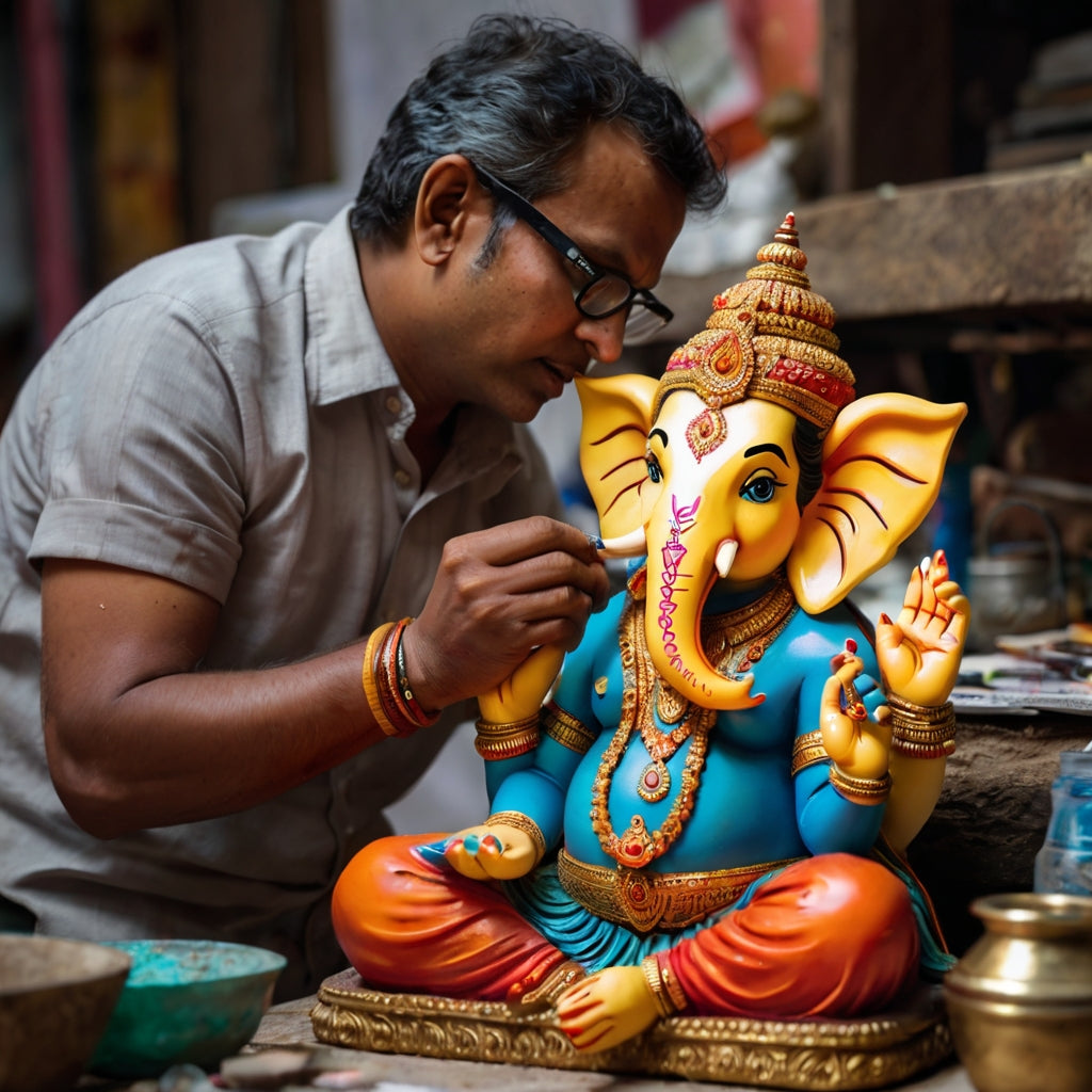 An idol receiving its final touch before careful packaging and delivery